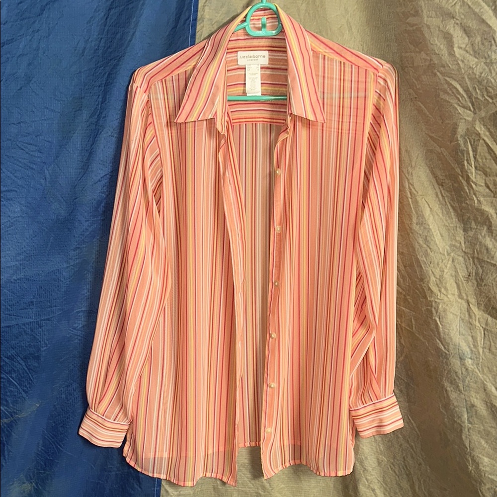 Liz Claiborne Lizsport Coral Striped Blouse